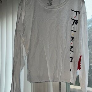 FRIENDS White cropped long sleeve Graphic Tee